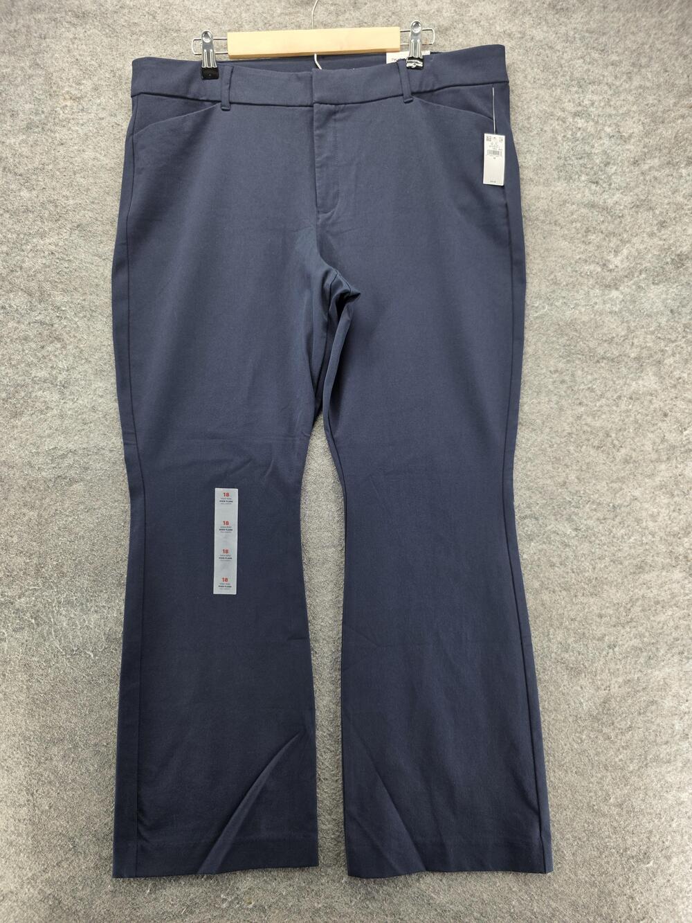 Old Navy Pants Womens 18 Blue Pixie Flare Ponte Pull On Stretch Pockets 32 In